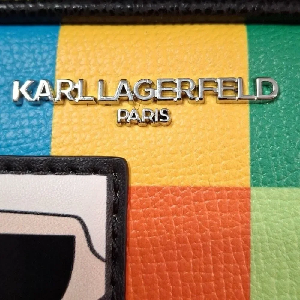 NWT Rare KARL LAGERFELD Cat Maybelle Camera Multi Color Crossbody Bag Gift  Box